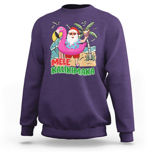 Mele Kalikimaka Tropical Hawaiian Christmas in Hawaii Beach Santa Sweatshirt TS02 Purple Printyourwear