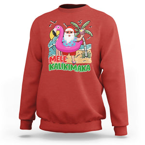 Mele Kalikimaka Tropical Hawaiian Christmas in Hawaii Beach Santa Sweatshirt TS02 Red Printyourwear