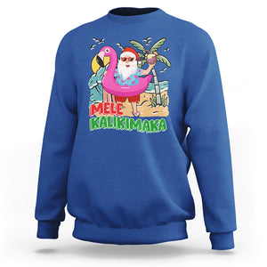 Mele Kalikimaka Tropical Hawaiian Christmas in Hawaii Beach Santa Sweatshirt TS02 Royal Blue Printyourwear