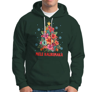 Tropical Hawaiian Hibiscus Christmas Tree Mele Kalikimaka Hoodie TS02 Dark Forest Green Printyourwear