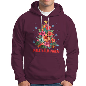 Tropical Hawaiian Hibiscus Christmas Tree Mele Kalikimaka Hoodie TS02 Maroon Printyourwear