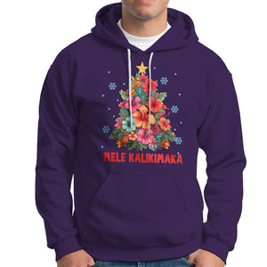 Tropical Hawaiian Hibiscus Christmas Tree Mele Kalikimaka Hoodie TS02 Purple Printyourwear