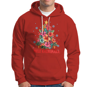 Tropical Hawaiian Hibiscus Christmas Tree Mele Kalikimaka Hoodie TS02 Red Printyourwear