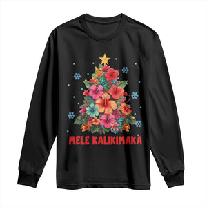 Christmas in Hawaii Long Sleeve Shirt Mele Kalikimaka Tropical Hawaiian Hibiscus TS02 Black Print Your Wear