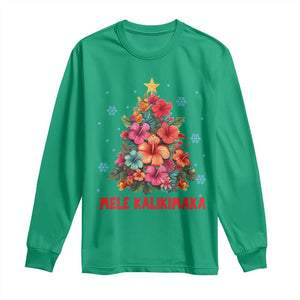 Christmas in Hawaii Long Sleeve Shirt Mele Kalikimaka Tropical Hawaiian Hibiscus TS02 Irish Green Print Your Wear