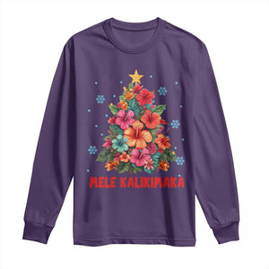 Christmas in Hawaii Long Sleeve Shirt Mele Kalikimaka Tropical Hawaiian Hibiscus TS02 Purple Print Your Wear