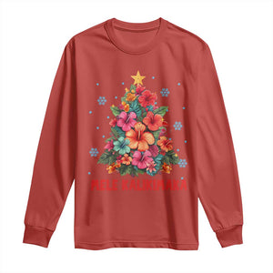 Christmas in Hawaii Long Sleeve Shirt Mele Kalikimaka Tropical Hawaiian Hibiscus TS02 Red Print Your Wear