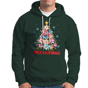 Tropical Hawaiian Plumeria Christmas Tree Mele Kalikimaka Hoodie TS02 Dark Forest Green Printyourwear