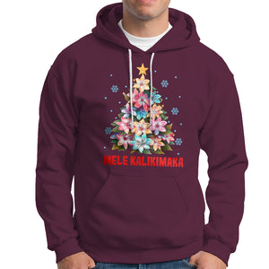 Tropical Hawaiian Plumeria Christmas Tree Mele Kalikimaka Hoodie TS02 Maroon Printyourwear