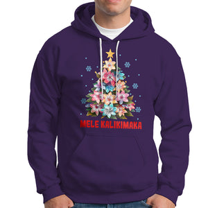 Tropical Hawaiian Plumeria Christmas Tree Mele Kalikimaka Hoodie TS02 Purple Printyourwear