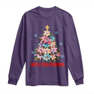 Christmas in Hawaii Long Sleeve Shirt Mele Kalikimaka Tropical Hawaiian Plumeria TS02 Purple Print Your Wear