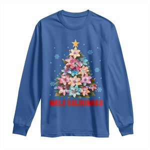 Christmas in Hawaii Long Sleeve Shirt Mele Kalikimaka Tropical Hawaiian Plumeria TS02 Royal Blue Print Your Wear