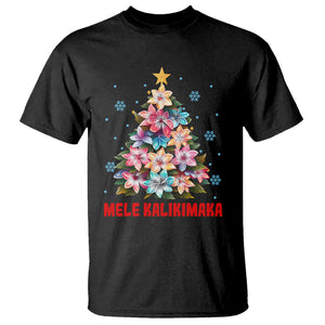 Tropical Hawaiian Plumeria Christmas Tree Mele Kalikimaka T Shirt TS02 Black Printyourwear