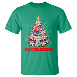 Tropical Hawaiian Plumeria Christmas Tree Mele Kalikimaka T Shirt TS02 Irish Green Printyourwear