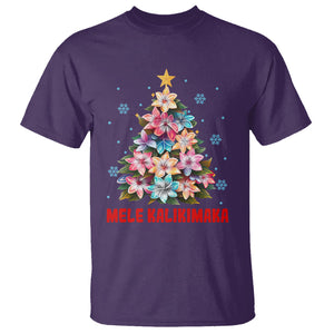 Tropical Hawaiian Plumeria Christmas Tree Mele Kalikimaka T Shirt TS02 Purple Printyourwear