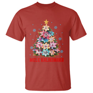 Tropical Hawaiian Plumeria Christmas Tree Mele Kalikimaka T Shirt TS02 Red Printyourwear