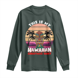 Christmas in Hawaii Long Sleeve Shirt This Is My Hawaiian Tiki Retro Tropical Vibe TS02 Dark Forest Green Print Your Wear