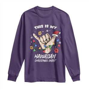 Christmas in Hawaii Long Sleeve Shirt This Is My Hawaiian Shaka Tropical Vibe TS02 Purple Print Your Wear