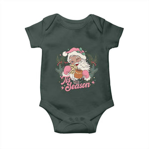 Retro Pink Santa Baby Onesie Tis The Season Feliz Navidad Latin America Mexican Christmas TS02 Dark Forest Green Print Your Wear