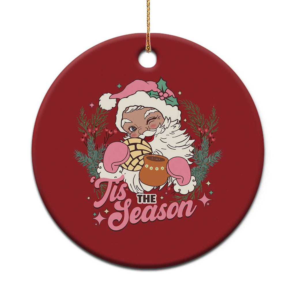 Retro Pink Santa Christmas Ornament Tis The Season Feliz Navidad Latin America Mexican Christmas TS02 Print Your Wear