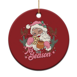 Retro Pink Santa Christmas Ornament Tis The Season Feliz Navidad Latin America Mexican Christmas TS02 Print Your Wear