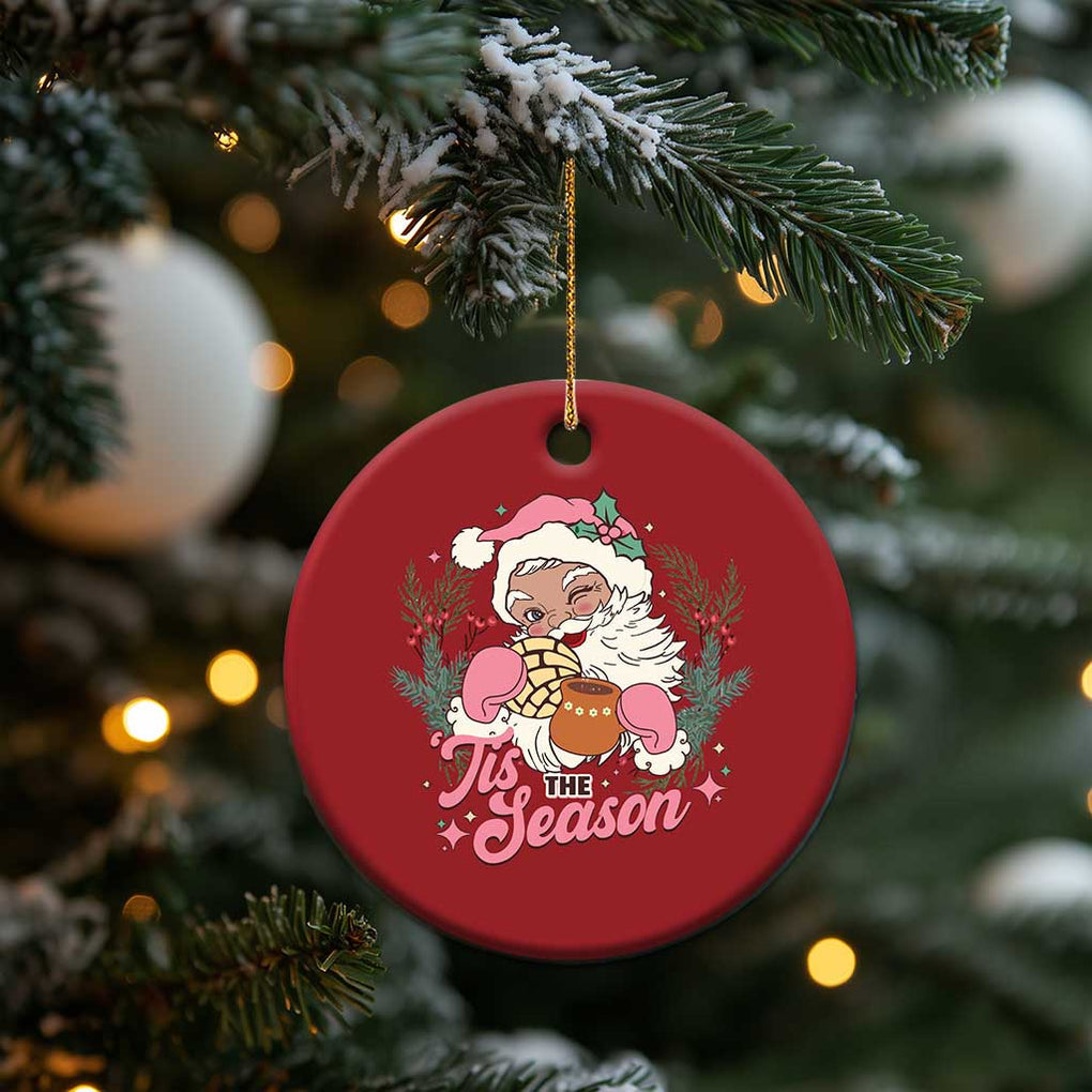 Retro Pink Santa Christmas Ornament Tis The Season Feliz Navidad Latin America Mexican Christmas TS02 Print Your Wear