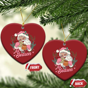 Retro Pink Santa Christmas Ornament Tis The Season Feliz Navidad Latin America Mexican Christmas TS02 Heart Red Print Your Wear