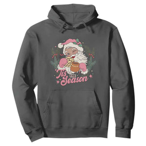 Retro Pink Santa Hoodie Tis The Season Feliz Navidad Latin America Mexican Christmas TS02 Dark Heather Print Your Wear