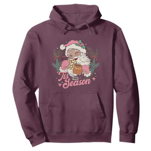 Retro Pink Santa Hoodie Tis The Season Feliz Navidad Latin America Mexican Christmas TS02 Maroon Print Your Wear