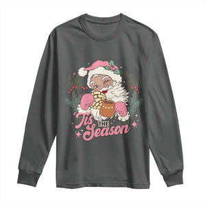 Retro Pink Santa Long Sleeve Shirt Tis The Season Feliz Navidad Latin America Mexican Christmas TS02 Dark Heather Print Your Wear