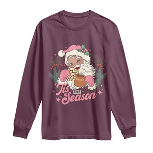 Retro Pink Santa Long Sleeve Shirt Tis The Season Feliz Navidad Latin America Mexican Christmas TS02 Maroon Print Your Wear