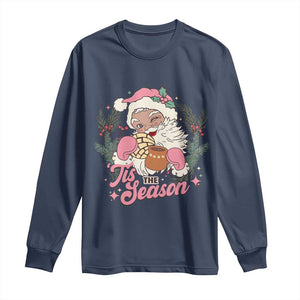 Retro Pink Santa Long Sleeve Shirt Tis The Season Feliz Navidad Latin America Mexican Christmas TS02 Navy Print Your Wear