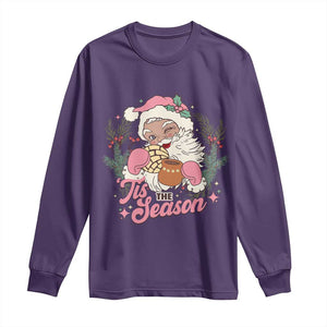 Retro Pink Santa Long Sleeve Shirt Tis The Season Feliz Navidad Latin America Mexican Christmas TS02 Purple Print Your Wear