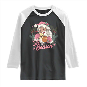 Retro Pink Santa Raglan Shirt Tis The Season Feliz Navidad Latin America Mexican Christmas TS02 Black White Print Your Wear