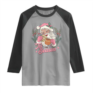 Retro Pink Santa Raglan Shirt Tis The Season Feliz Navidad Latin America Mexican Christmas TS02 Sport Gray Black Print Your Wear