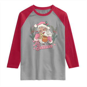 Retro Pink Santa Raglan Shirt Tis The Season Feliz Navidad Latin America Mexican Christmas TS02 Sport Gray Red Print Your Wear