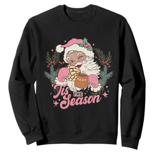 Retro Pink Santa Sweatshirt Tis The Season Feliz Navidad Latin America Mexican Christmas TS02 Black Print Your Wear