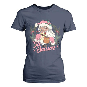 Retro Pink Santa T Shirt For Women Tis The Season Feliz Navidad Latin America Mexican Christmas TS02 Navy Print Your Wear