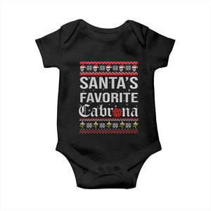 Funny Mexican Ugly Christmas Baby Onesie Santa's Favorite Cabrona Xmas Party Gift TS02 Black Print Your Wear