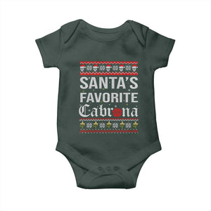 Funny Mexican Ugly Christmas Baby Onesie Santa's Favorite Cabrona Xmas Party Gift TS02 Dark Forest Green Print Your Wear