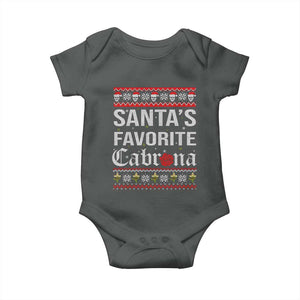 Funny Mexican Ugly Christmas Baby Onesie Santa's Favorite Cabrona Xmas Party Gift TS02 Dark Heather Print Your Wear