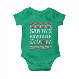 Funny Mexican Ugly Christmas Baby Onesie Santa's Favorite Cabrona Xmas Party Gift TS02 Irish Green Print Your Wear