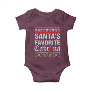 Funny Mexican Ugly Christmas Baby Onesie Santa's Favorite Cabrona Xmas Party Gift TS02 Maroon Print Your Wear