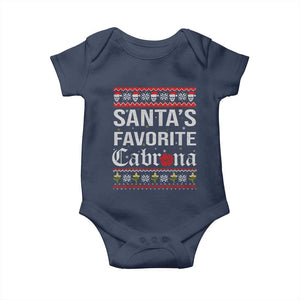 Funny Mexican Ugly Christmas Baby Onesie Santa's Favorite Cabrona Xmas Party Gift TS02 Navy Print Your Wear