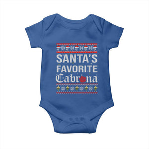 Funny Mexican Ugly Christmas Baby Onesie Santa's Favorite Cabrona Xmas Party Gift TS02 Royal Blue Print Your Wear