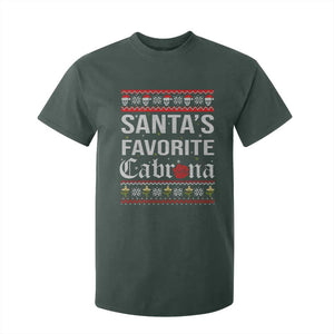 Funny Mexican Ugly Christmas T Shirt For Kid Santa's Favorite Cabrona Xmas Party Gift TS02 Dark Forest Green Print Your Wear