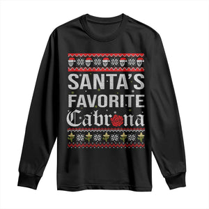 Funny Mexican Ugly Christmas Long Sleeve Shirt Santa's Favorite Cabrona Xmas Party Gift TS02 Black Print Your Wear