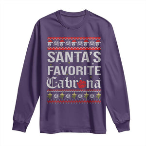 Funny Mexican Ugly Christmas Long Sleeve Shirt Santa's Favorite Cabrona Xmas Party Gift TS02 Purple Print Your Wear