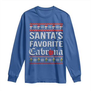 Funny Mexican Ugly Christmas Long Sleeve Shirt Santa's Favorite Cabrona Xmas Party Gift TS02 Royal Blue Print Your Wear