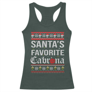 Funny Mexican Ugly Christmas Racerback Tank Top Santa's Favorite Cabrona Xmas Party Gift TS02 Dark Forest Green Print Your Wear